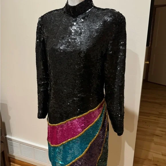 Mob wife glam dress, vintage Scarlet Rage,colorful - Picture 4 of 16